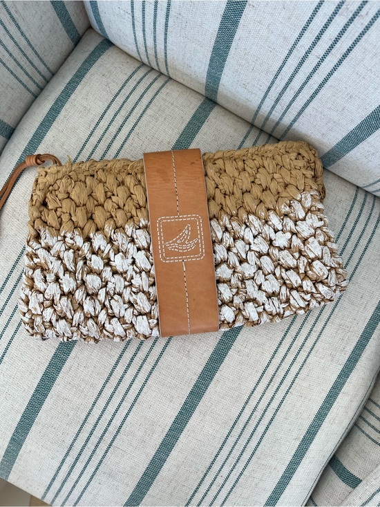 Sperry Handbags - Sperry Two-Tone Woven Straw Clutch with Tan Leather Strap